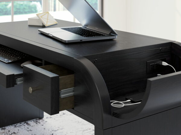 Rowanbeck - Black - 3 Pc. - Home Office Desk, Chair, Bookcase - Image 4