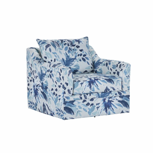 Sylvie - 2 Piece Living Room Set (Sofa & Swivel Chair) - Blue And White Print - Image 5