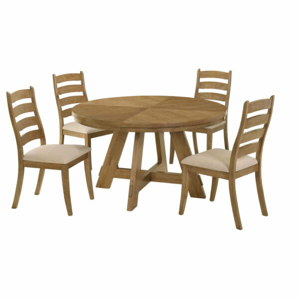 Danvers - 5 Piece Dining Table Set - Brown Oak And Beige - Image 4