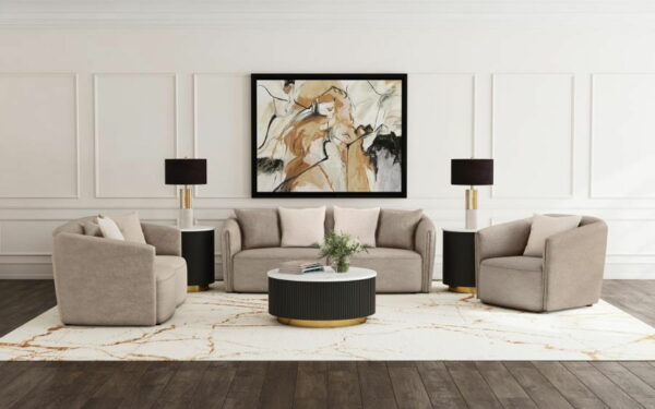 Townsend - Chenille Upholstered Rolled Arm Chair - Latte - Image 10