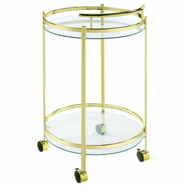 Chrissy - Round Glass Shelf Metal Bar Cart - Image 8