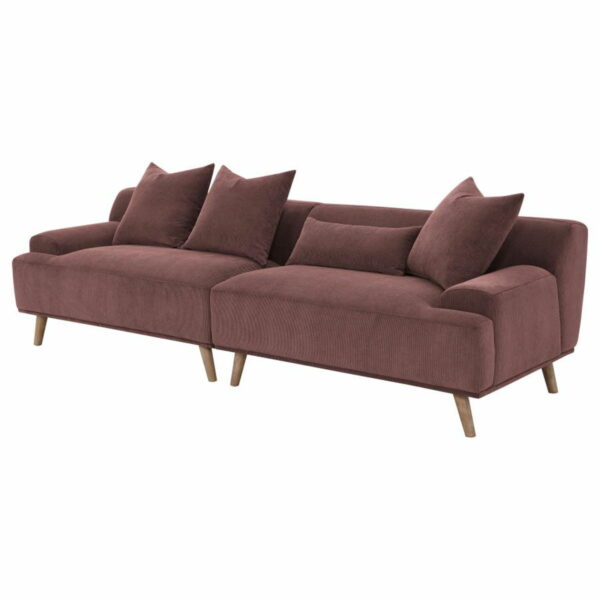 Elizabeth - Corduroy Upholstered Extra Long Sofa - Wine Red - Image 8