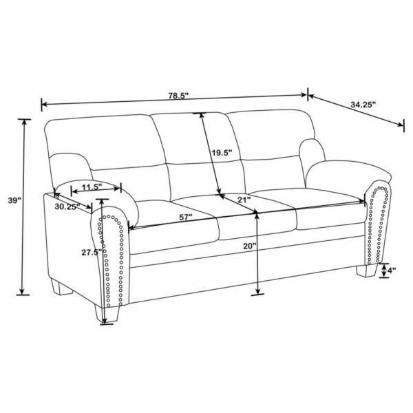 Clementine - Upholstered Padded Arm Sofa - Image 3