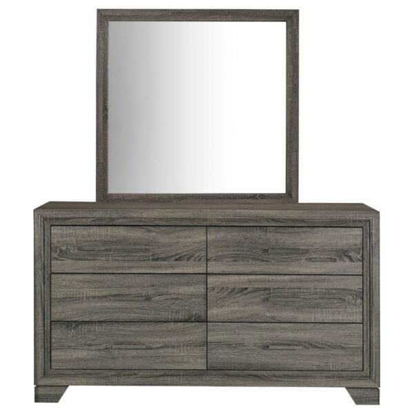 Wright - 6-Drawer Dresser And Mirror - Brown Oak - Image 3