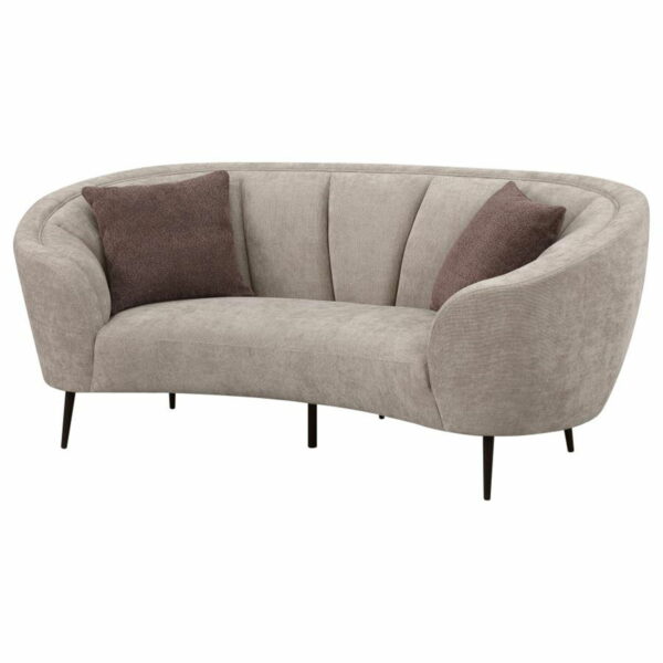 Ellorie - Upholstered Channel Back Curved Loveseat - Beige - Image 2