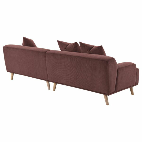 Elizabeth - Corduroy Upholstered Extra Long Sofa - Wine Red - Image 6