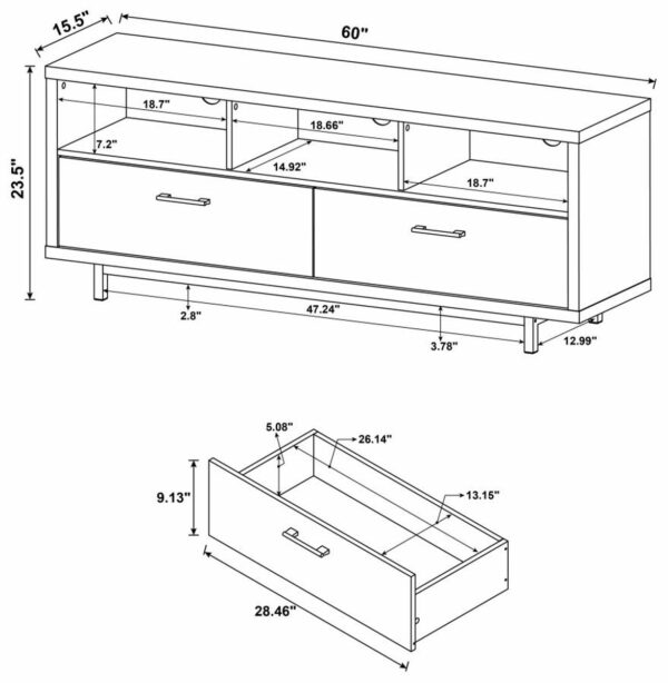 Casey - 2-Drawer Engineered Wood 60" TV Stand - Image 2