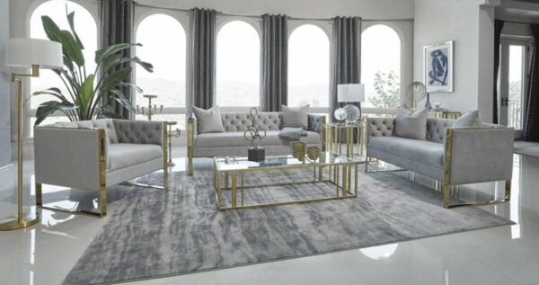 Eastbrook - Velvet Upholstered Tufted Sofa Set - Image 14