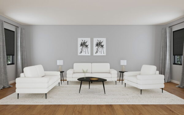 Jessel - Chenille Upholstered Track Arm Sofa - Ivory - Image 5