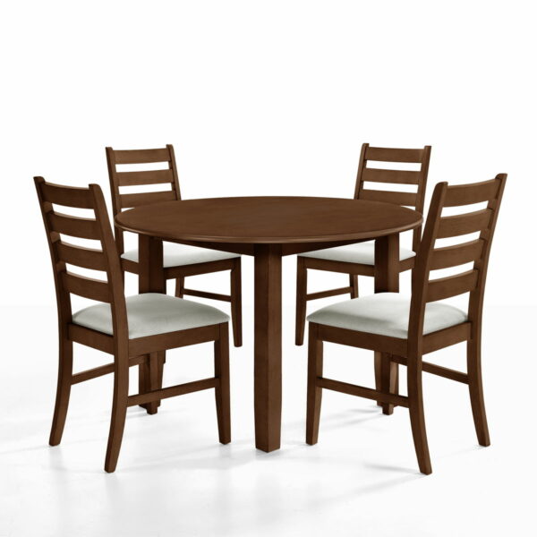 Pascal - Round Dining Table & 4 Chairs - Walnut - Image 3