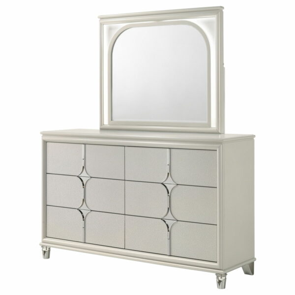 Olivia - 6-Drawer Dresser And LED Mirror - Pearl White - Image 16