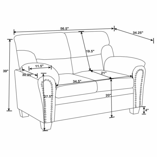 Clementine - Upholstered Padded Arm Loveseat - Image 5