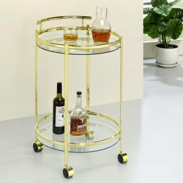 Chrissy - Round Glass Shelf Metal Bar Cart - Image 7