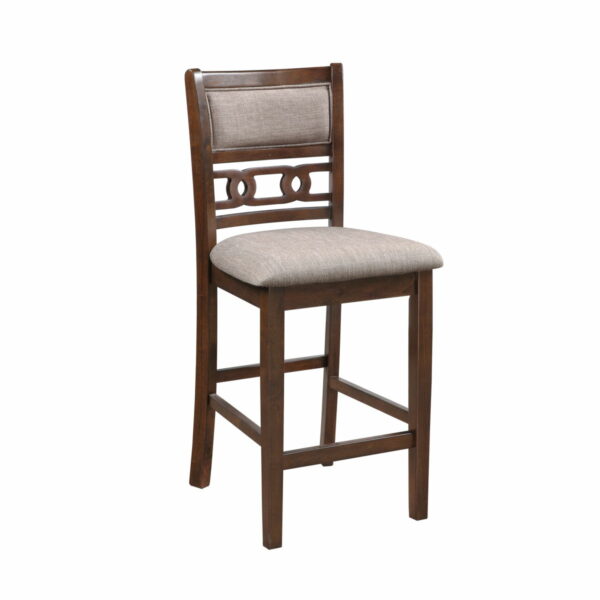 Gia - 3 Piece Dining Set (Counter Drop Leaf Table & 2 Chairs) - Cherry - Fabric - Image 2