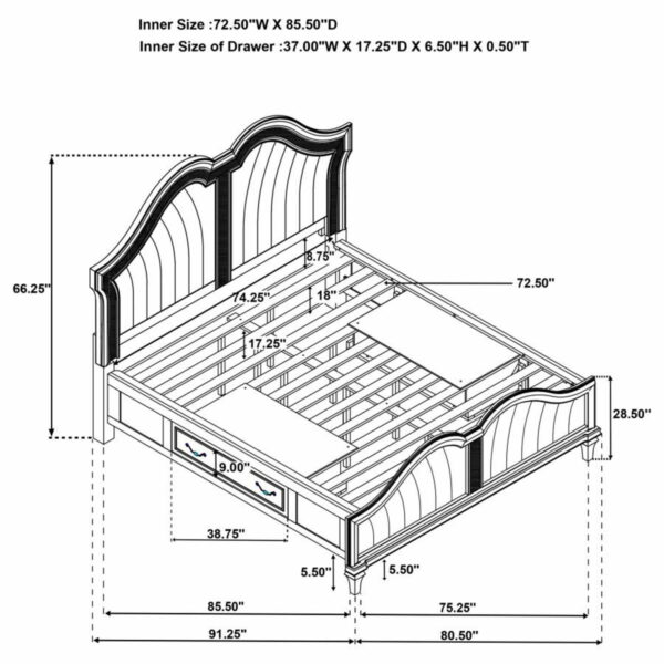 Evangeline - LED Storage Panel Bed - Image 26