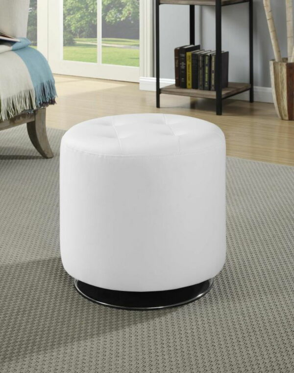 Bowman - Round Upholstered Tufted Swivel Ottoman - Image 3