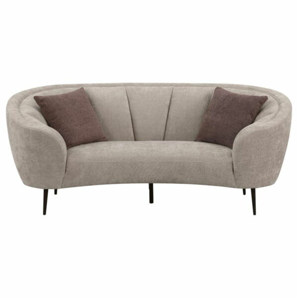 Ellorie - Upholstered Channel Back Curved Loveseat - Beige - Image 3