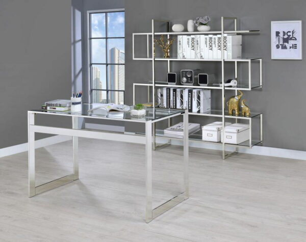 Hartford - Glass Top Writing Desk - Chrome - Image 8