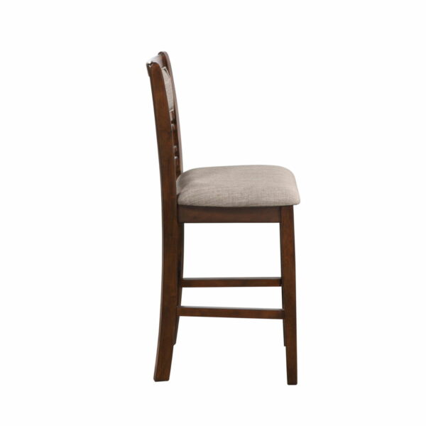 Gia - 3 Piece Dining Set (Counter Drop Leaf Table & 2 Chairs) - Cherry - Fabric - Image 3