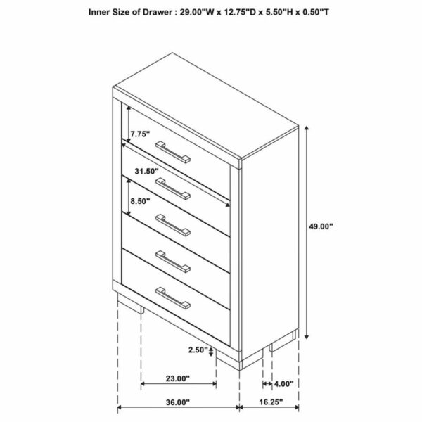 Jessica - 5-Drawer Bedroom Chest - Image 14