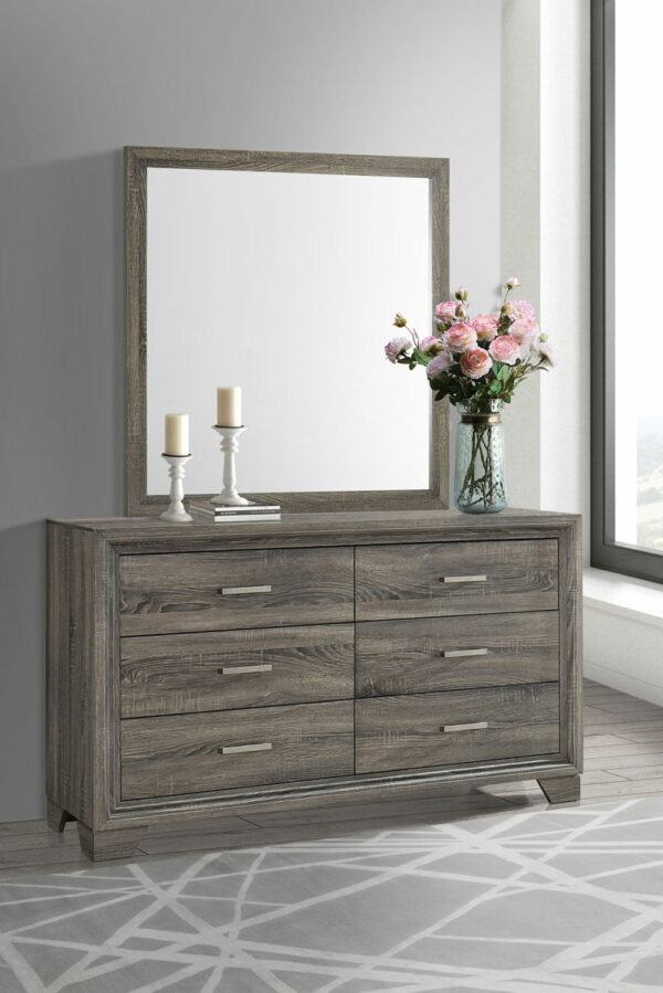 Wright - 6-Drawer Dresser And Mirror - Brown Oak - Image 4