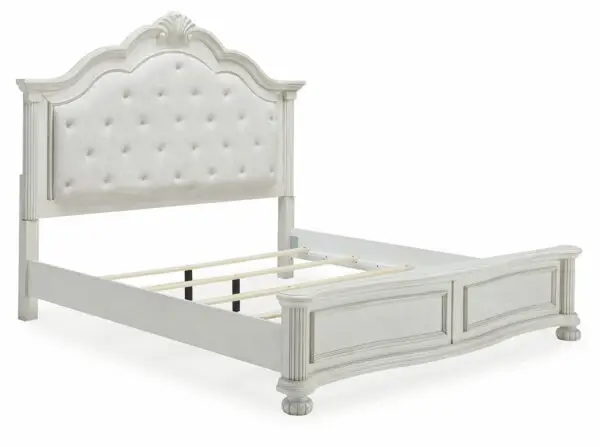 Montelaine - Antique White - King Upholstered Panel Bed - Image 6