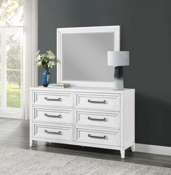 Marielle - 6-Drawer Dresser With Mirror - Distressed White - Image 10