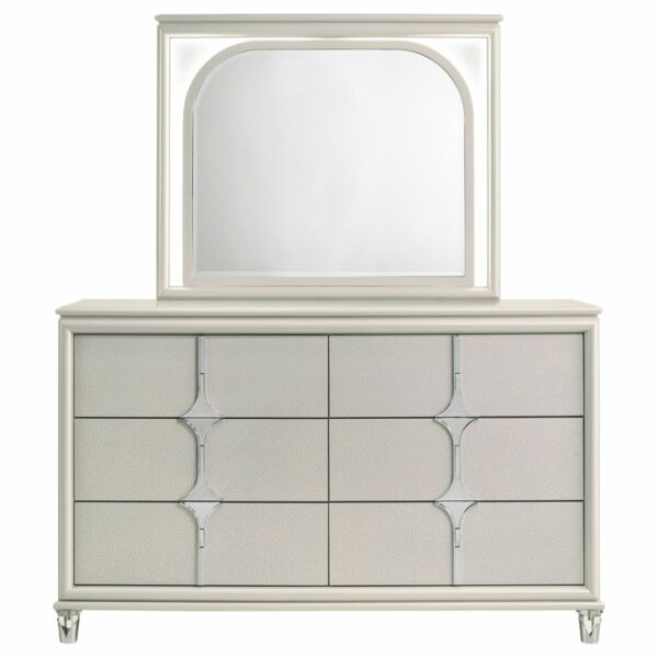 Olivia - 6-Drawer Dresser And LED Mirror - Pearl White - Image 5