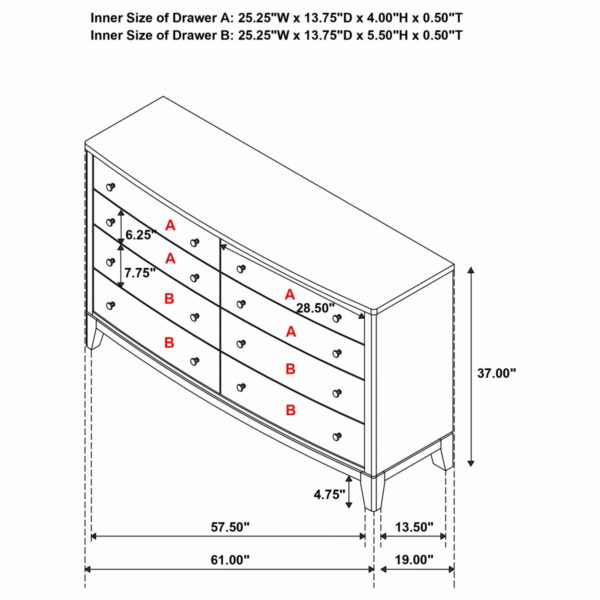 Granada - 8-Drawer Dresser Cabinet - Natural Pine - Image 6