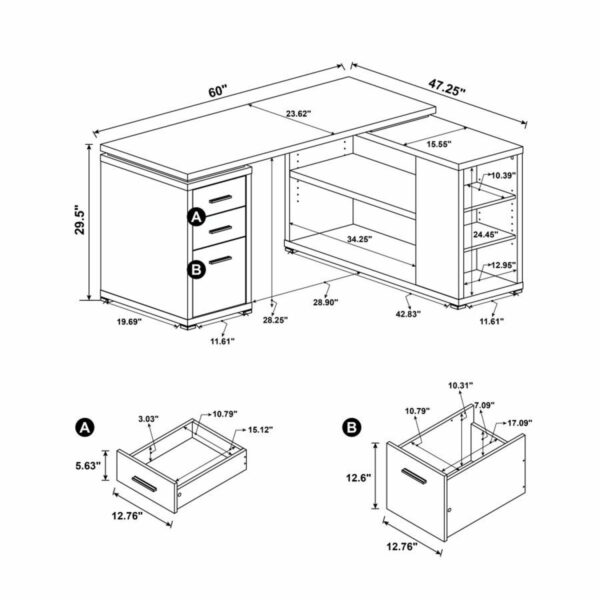 Yvette - 3-Drawer L-Shape Computer Desk - Image 4