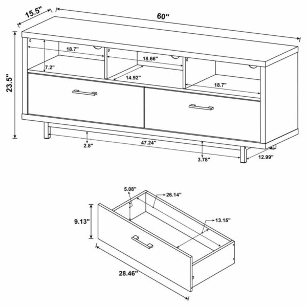 Casey - 2-Drawer Engineered Wood 60" TV Stand - Image 7