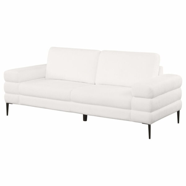 Jessel - Chenille Upholstered Track Arm Sofa - Ivory - Image 10