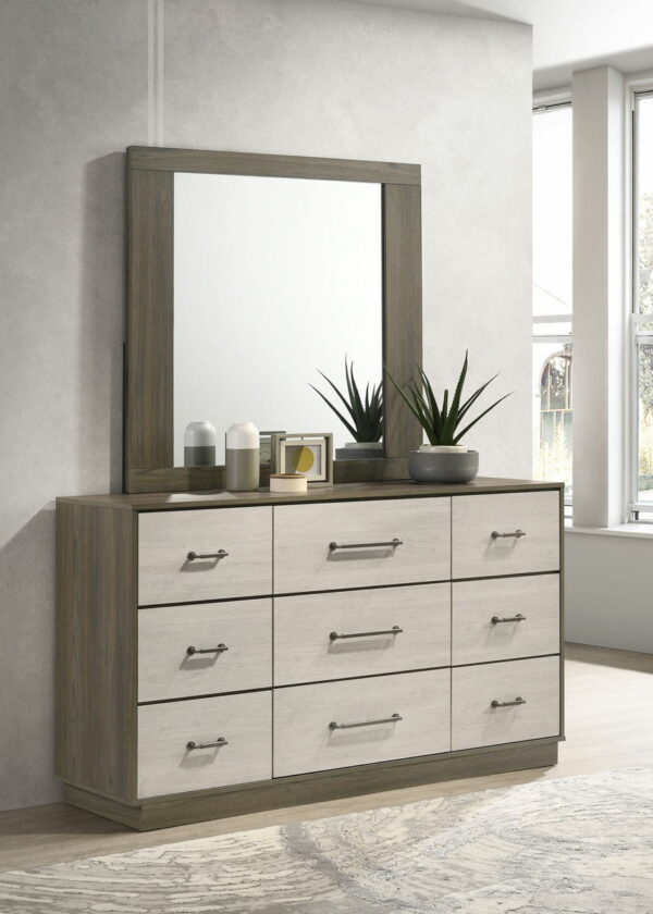 Fenwick - 9-Drawer Dresser With Mirror - Gray Oak - Image 5