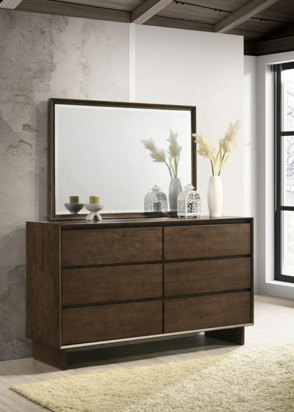 Glenwood - 6-Drawer Dresser And Mirror - Warm Brown - Image 3