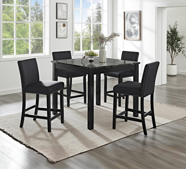 Lennon - 5 Piece Counter Height Set - All Black - Image 8