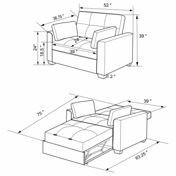 Edith - Upholstered Convertible Sleeper Sofa Bed - Image 17