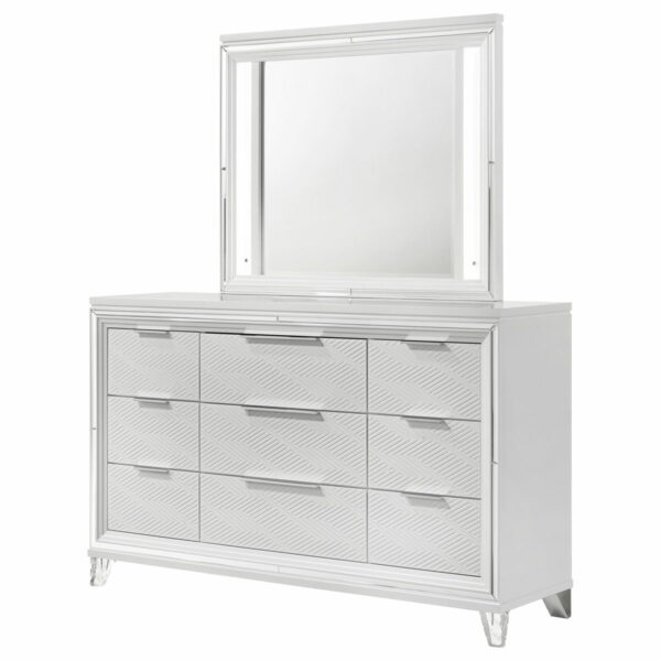 Marmore - 9-Drawer Dresser And LED Mirror - White - Image 5