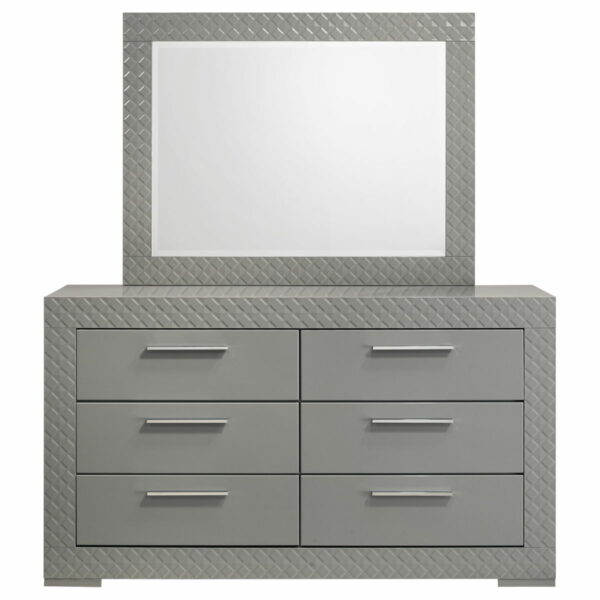 Ives - 6-Drawer Dresser And Mirror - Gray High Gloss - Image 11