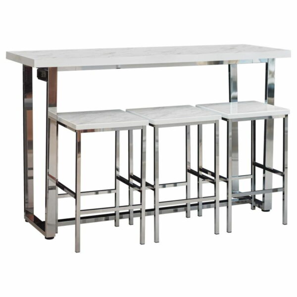 Marmot - 4 Piece Rectangular Counter Height Table Set - Chrome - Image 2