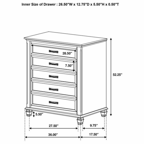 Franco - 5-Drawer Bedroom Chest - Image 2