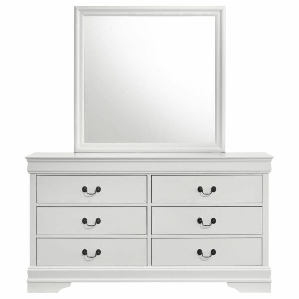 Louis Philippe - 6-Drawer Dresser And Mirror - White - Image 3