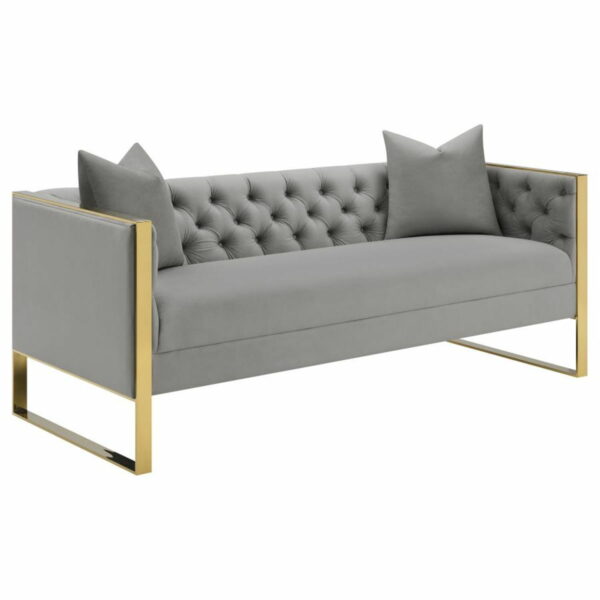Eastbrook - Velvet Upholstered Tufted Sofa Set - Image 4