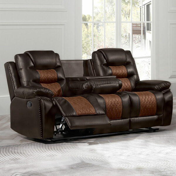 Nikko - Sofa With Dual Recliner - Two Tone Brown - Image 2
