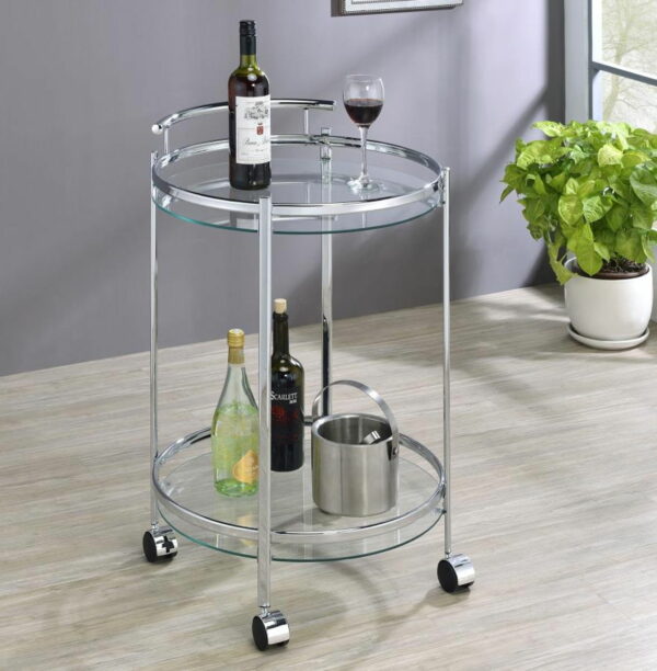 Chrissy - Round Glass Shelf Metal Bar Cart - Image 10