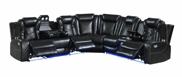Orion - 3 Piece Power Sectional - Black - Image 4