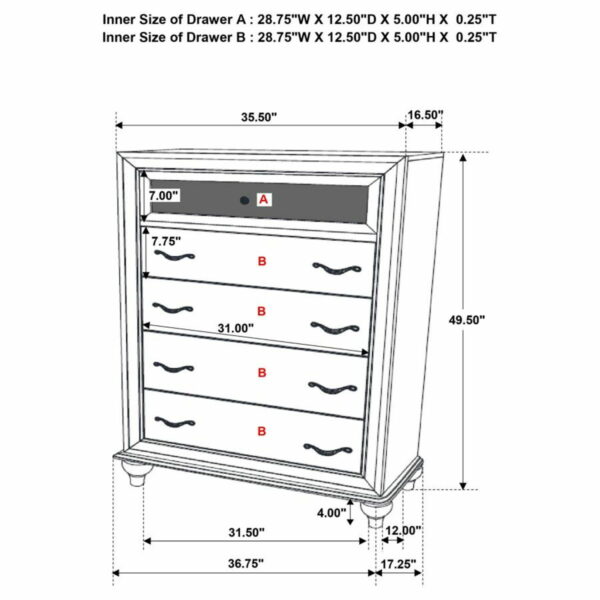 Barzini - 5-Drawer Bedroom Chest - Image 12
