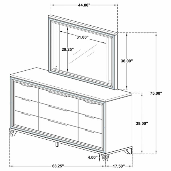 Marmore - 9-Drawer Dresser And LED Mirror - White - Image 11