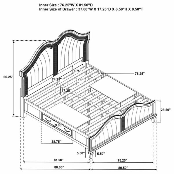 Evangeline - LED Storage Panel Bed - Image 4