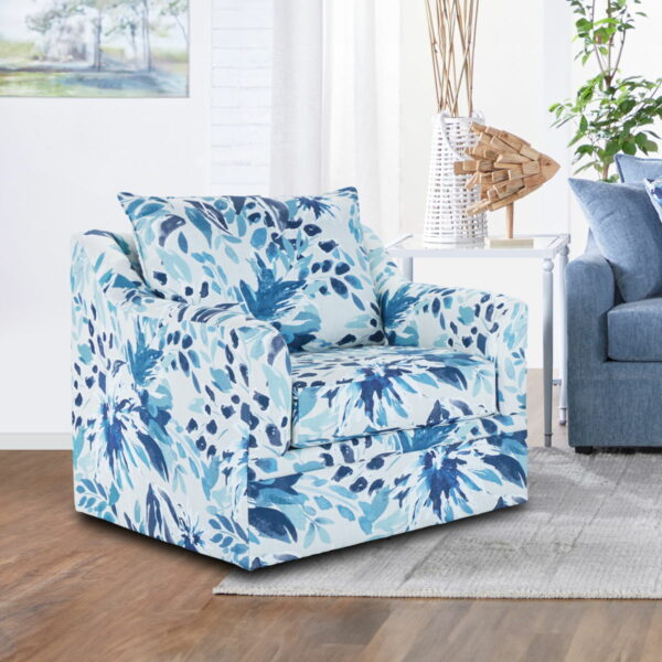 Sylvie - Swivel Chair - Blue / White - Image 6