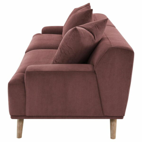 Elizabeth - Corduroy Upholstered Extra Long Sofa - Wine Red - Image 3
